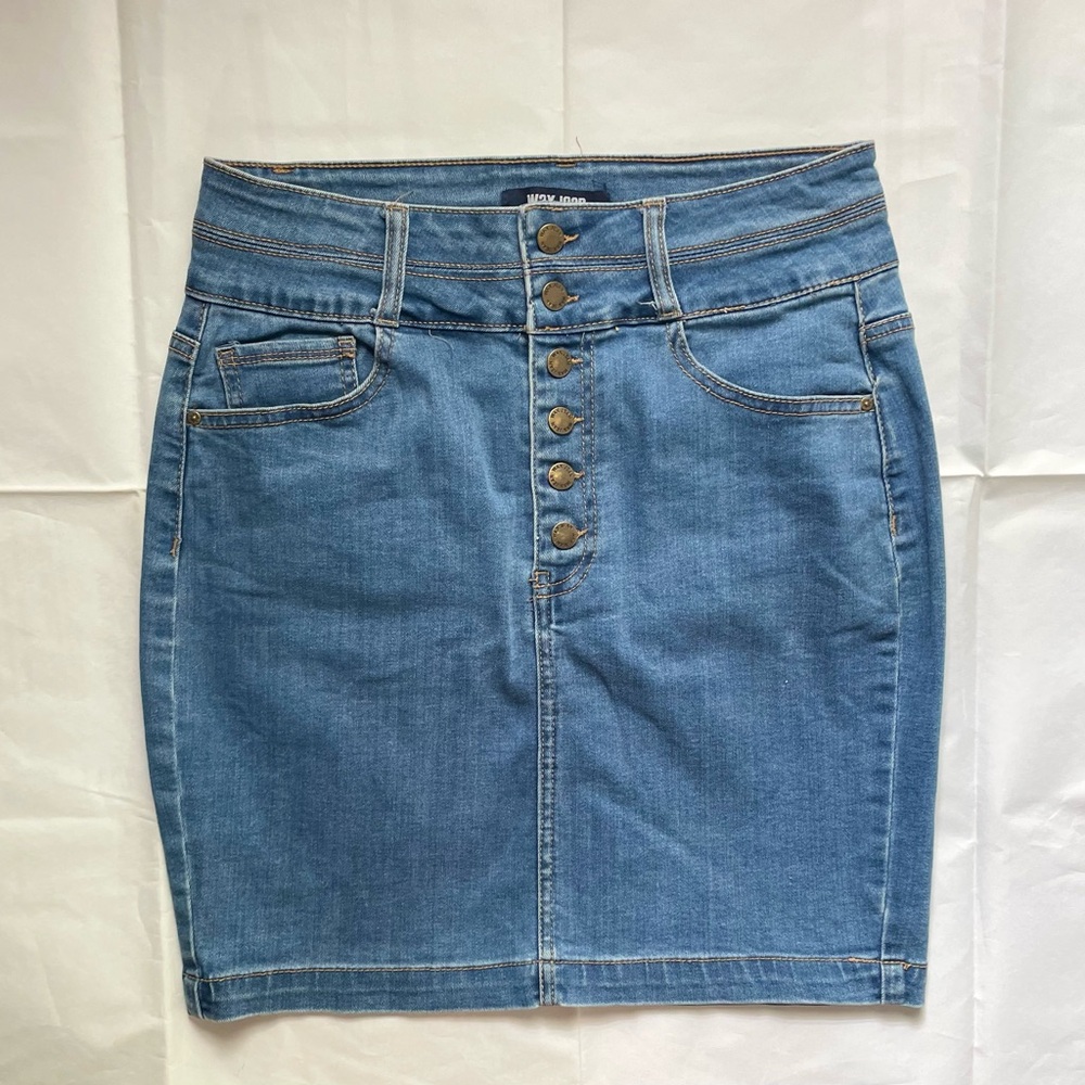 Wax Jean Denim Mini Skirt